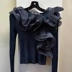 Zara Ruffled dark grey small top